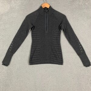 Lululemon Lightning Bold Sweater Womens 2 Heather Graphite Grey 1/2 Zip Running